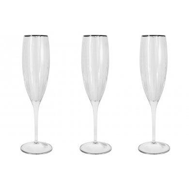 Набор бокалов для шампанского Пиза серебро 6 штук Same Decorazione (Италия), хрусталь, 6 предметов - 1