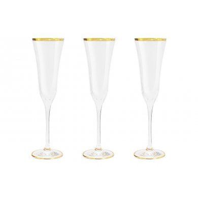 Набор бокалов для шампанского Сабина золото 6 штук Same Decorazione (Италия), хрусталь, 6 предметов - 1
