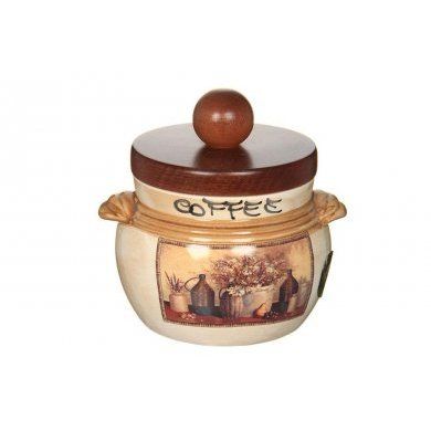 Банка для кофе с деревянной крышкой LCS (Италия), керамика - 1