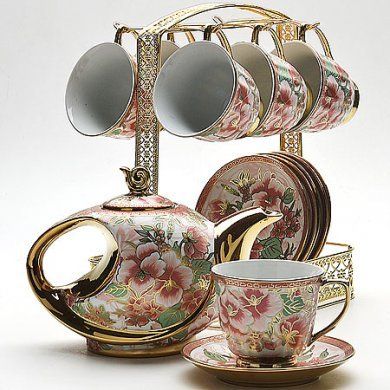 Чайник с чашками и блюдцами Mayer & Boch (Германия), 14 предметов, керамика - 1