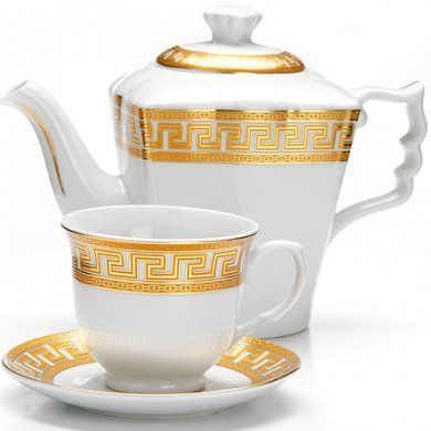 Чайный набор с чайником на 6 персон Mayer &amp; Boch (Германия), фарфор, 13 предметов - 1