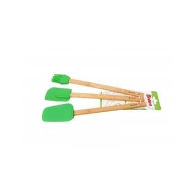 Набор лопаток и кисточки силиконовых с бамбук.ручками BRAVO (), бамбук - 1